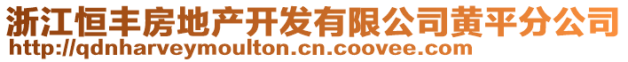 浙江恒豐房地產開發(fā)有限公司黃平分公司