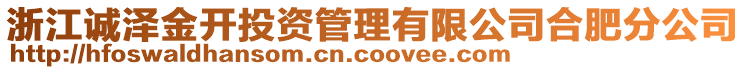浙江誠澤金開投資管理有限公司合肥分公司