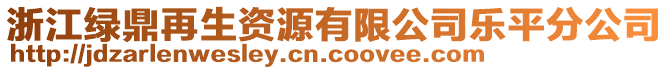 浙江綠鼎再生資源有限公司樂(lè)平分公司