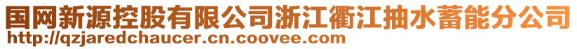 国网新源控股有限公司浙江衢江抽水蓄能分公司