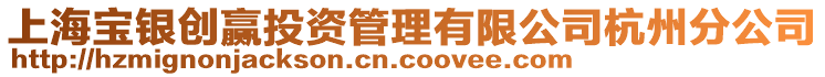 上海寶銀創(chuàng)贏投資管理有限公司杭州分公司