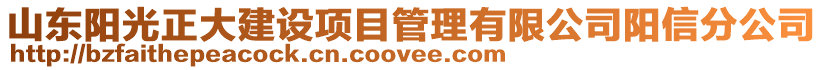 山東陽(yáng)光正大建設(shè)項(xiàng)目管理有限公司陽(yáng)信分公司