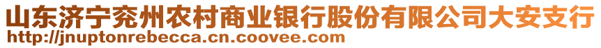 山東濟寧兗州農(nóng)村商業(yè)銀行股份有限公司大安支行