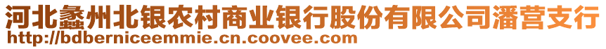 河北蠡州北銀農(nóng)村商業(yè)銀行股份有限公司潘營(yíng)支行