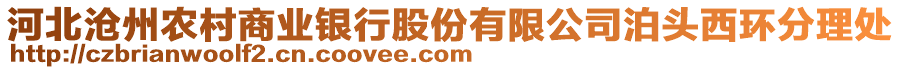 河北滄州農(nóng)村商業(yè)銀行股份有限公司泊頭西環(huán)分理處