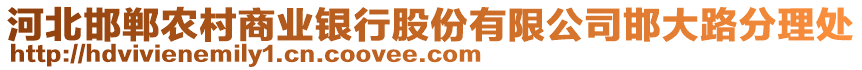 河北邯鄲農(nóng)村商業(yè)銀行股份有限公司邯大路分理處