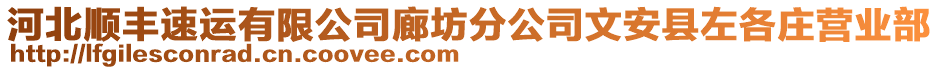 河北順豐速運(yùn)有限公司廊坊分公司文安縣左各莊營(yíng)業(yè)部