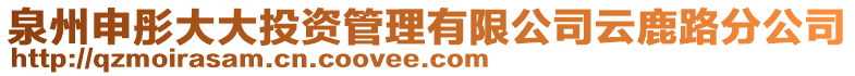 泉州申彤大大投资管理有限公司云鹿路分公司