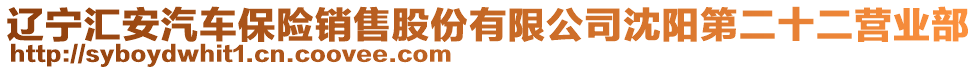 遼寧匯安汽車保險(xiǎn)銷售股份有限公司沈陽(yáng)第二十二營(yíng)業(yè)部