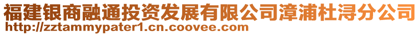 福建銀商融通投資發(fā)展有限公司漳浦杜潯分公司