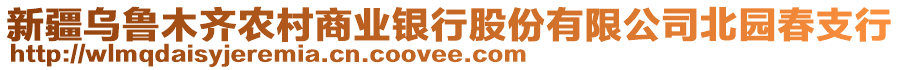 新疆乌鲁木齐农村商业银行股份有限公司北园春支行