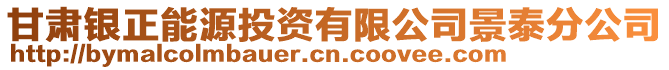 甘肅銀正能源投資有限公司景泰分公司