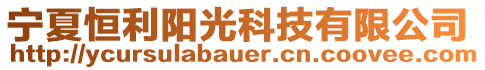 寧夏恒利陽(yáng)光科技有限公司