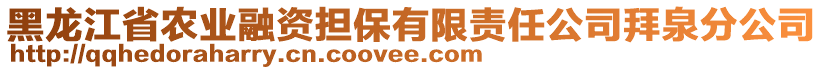 黑龍江省農(nóng)業(yè)融資擔(dān)保有限責(zé)任公司拜泉分公司