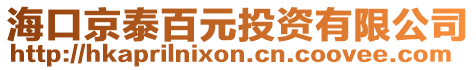海口京泰百元投資有限公司
