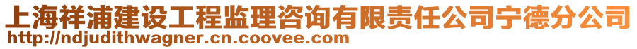 上海祥浦建設工程監(jiān)理咨詢有限責任公司寧德分公司