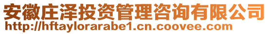 安徽莊澤投資管理咨詢有限公司