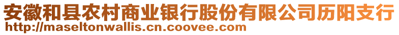 安徽和縣農(nóng)村商業(yè)銀行股份有限公司歷陽(yáng)支行