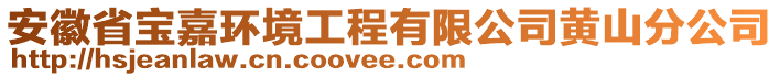 安徽省寶嘉環(huán)境工程有限公司黃山分公司