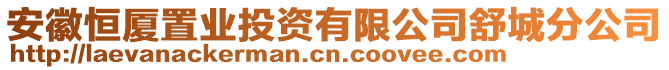 安徽恒廈置業(yè)投資有限公司舒城分公司