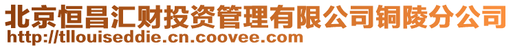 北京恒昌匯財投資管理有限公司銅陵分公司