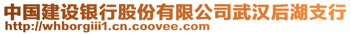 中國(guó)建設(shè)銀行股份有限公司武漢后湖支行