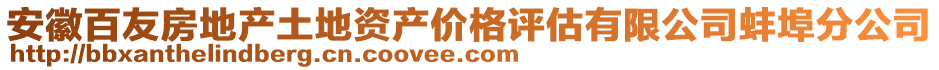 安徽百友房地產(chǎn)土地資產(chǎn)價(jià)格評(píng)估有限公司蚌埠分公司