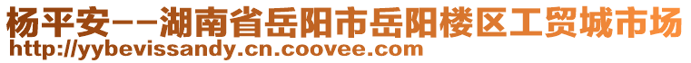 楊平安--湖南省岳陽市岳陽樓區(qū)工貿(mào)城市場