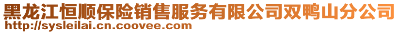 黑龍江恒順保險銷售服務(wù)有限公司雙鴨山分公司