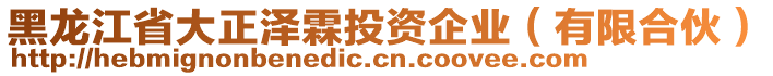 黑龍江省大正澤霖投資企業(yè)（有限合伙）