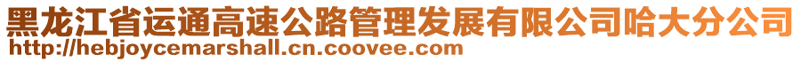 黑龍江省運(yùn)通高速公路管理發(fā)展有限公司哈大分公司