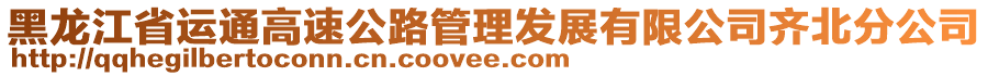 黑龙江省运通高速公路管理发展有限公司齐北分公司