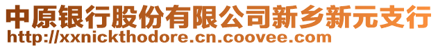 中原銀行股份有限公司新鄉(xiāng)新元支行