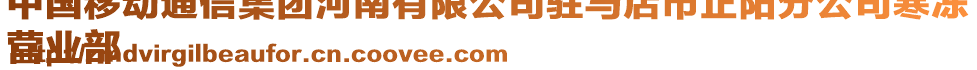 中國移動通信集團河南有限公司駐馬店市正陽分公司寒凍
營業(yè)部