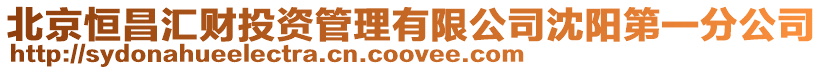 北京恒昌匯財投資管理有限公司沈陽第一分公司