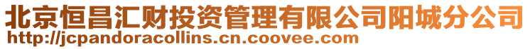北京恒昌匯財投資管理有限公司陽城分公司