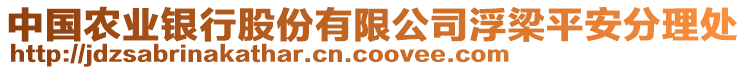 中國農(nóng)業(yè)銀行股份有限公司浮梁平安分理處