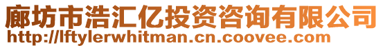 廊坊市浩匯億投資咨詢有限公司