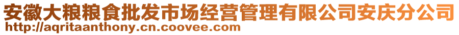 安徽大糧糧食批發(fā)市場(chǎng)經(jīng)營(yíng)管理有限公司安慶分公司