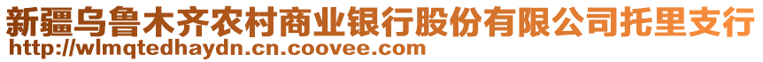 新疆烏魯木齊農(nóng)村商業(yè)銀行股份有限公司托里支行