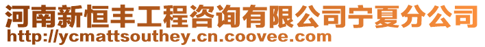 河南新恒豐工程咨詢有限公司寧夏分公司