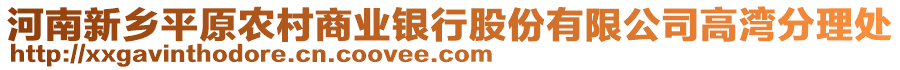 河南新鄉(xiāng)平原農(nóng)村商業(yè)銀行股份有限公司高灣分理處