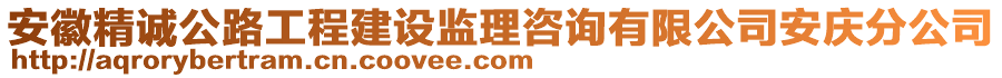 安徽精誠公路工程建設(shè)監(jiān)理咨詢有限公司安慶分公司