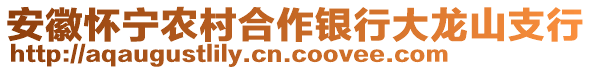 安徽懷寧農(nóng)村合作銀行大龍山支行