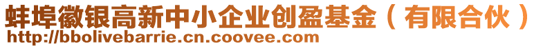 蚌埠徽銀高新中小企業(yè)創(chuàng)盈基金（有限合伙）