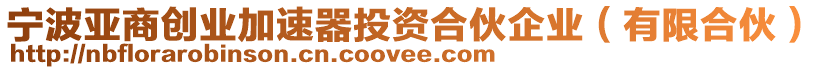 寧波亞商創(chuàng)業(yè)加速器投資合伙企業(yè)（有限合伙）