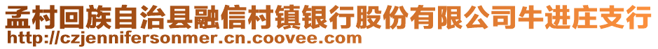 孟村回族自治县融信村镇银行股份有限公司牛进庄支行