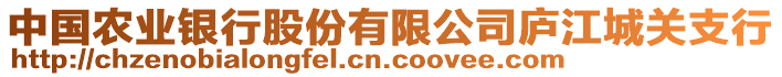 中國(guó)農(nóng)業(yè)銀行股份有限公司廬江城關(guān)支行