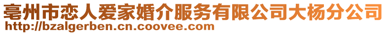 亳州市戀人愛家婚介服務(wù)有限公司大楊分公司