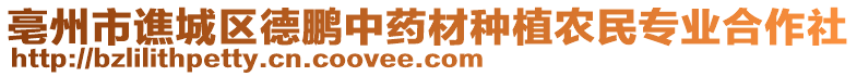 亳州市譙城區(qū)德鵬中藥材種植農民專業(yè)合作社